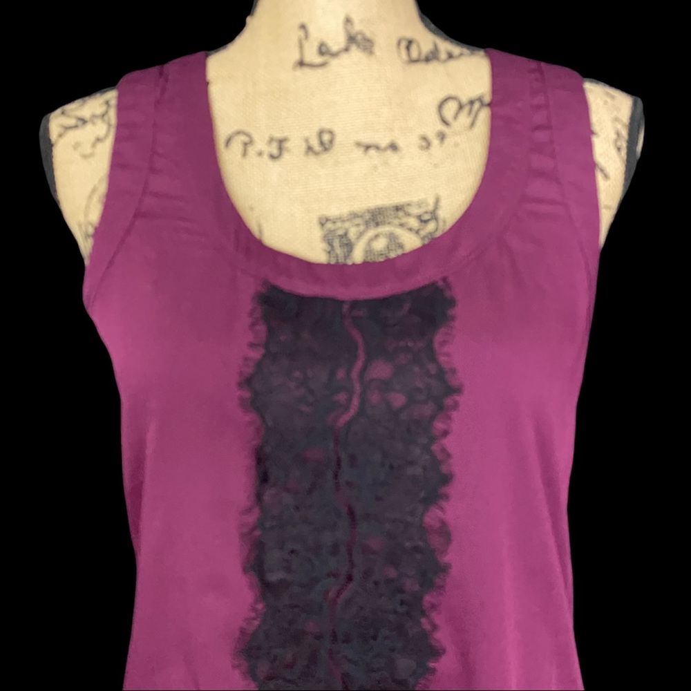 Banana republic dark red maroon burgundy tank with black lace panel SMALL